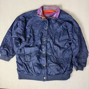 Vintage Braetan Reversible Southwest Aztec Fleece Nylon Bomber Jacket One Size